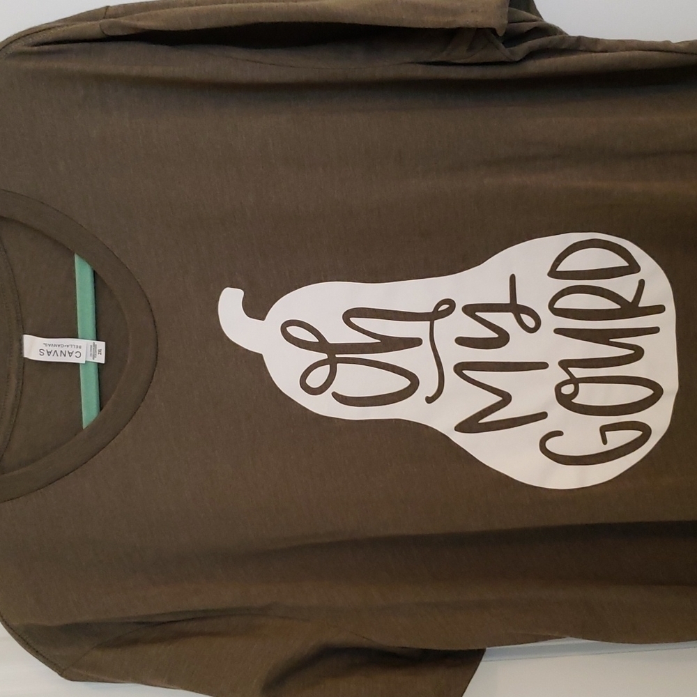 Women's Oh My Gourd Fall Tee - Olive Green  Size 2XL